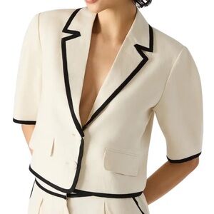 Steve Madden Cream Blazer with Black Trim